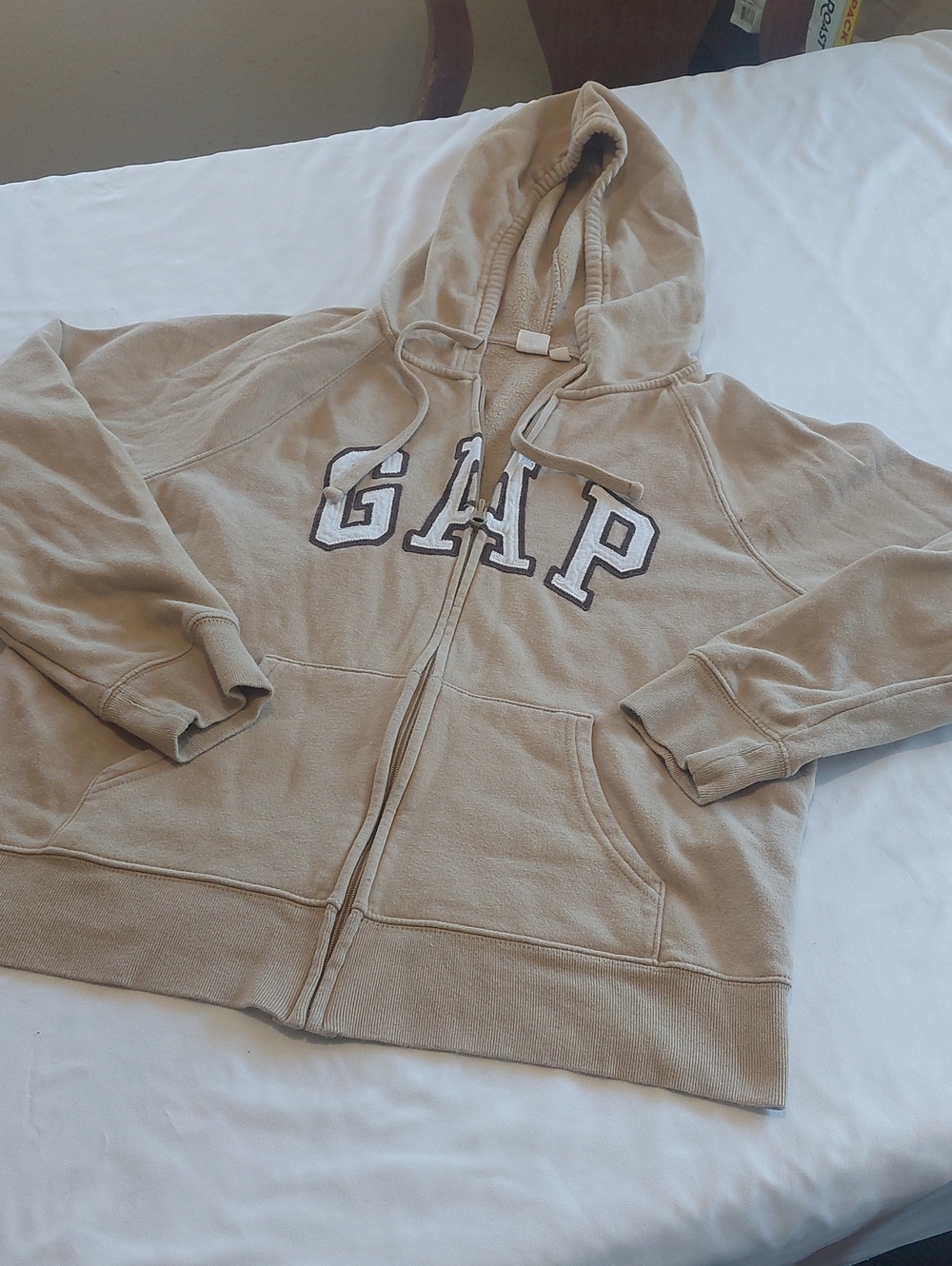 GAP Tan Full-Zip Hooded Sweatshirt. Size M